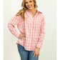 Pink Button Up Plaid Top