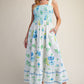 White And Blue Printed Dress