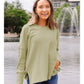 Sage Waffle Knit Top