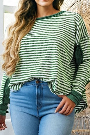 Green Striped Top