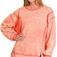 High Low Fleece Raw Hem Pullover