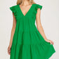 Green Ruffle Sleeve Dress