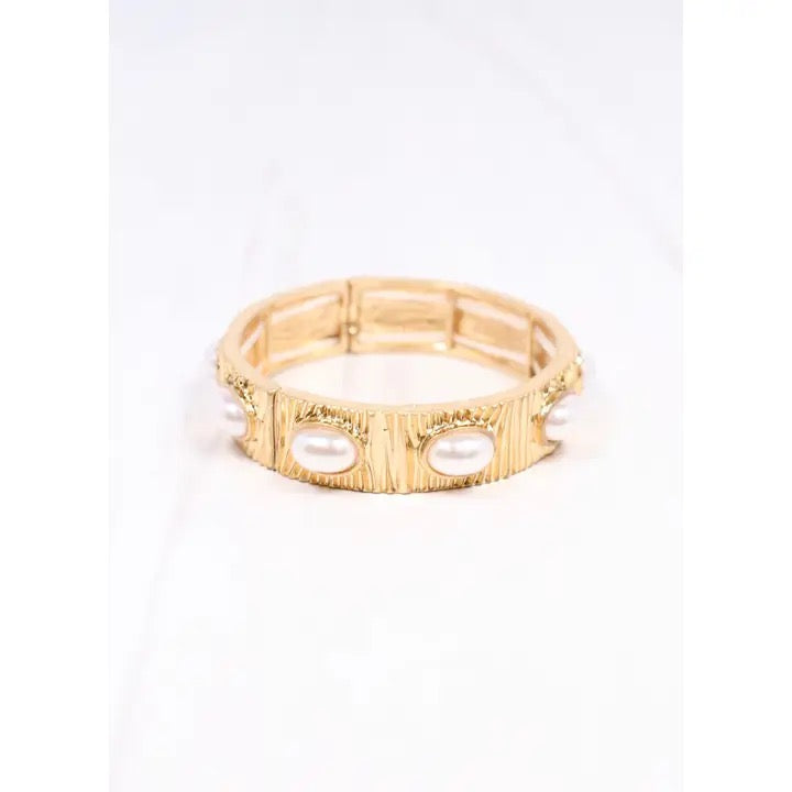 Pascal Pearl Stretch Bracelet Gold