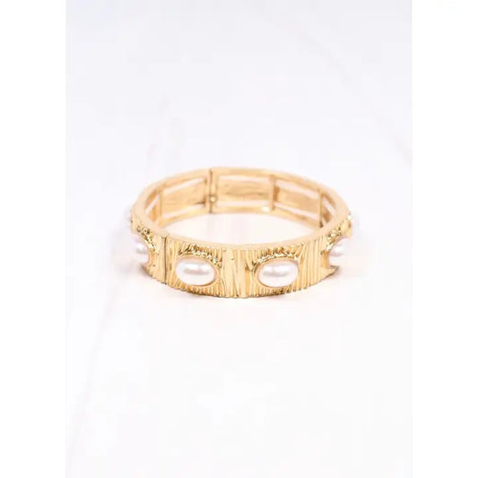 Pascal Pearl Stretch Bracelet Gold