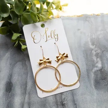 Gold Bow Hoop Earrings