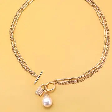Pearl & Lock Necklace