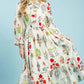 Mix Smocked Waist Floral Midi Dress