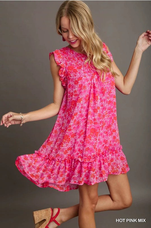 Floral Hot Pink Dress