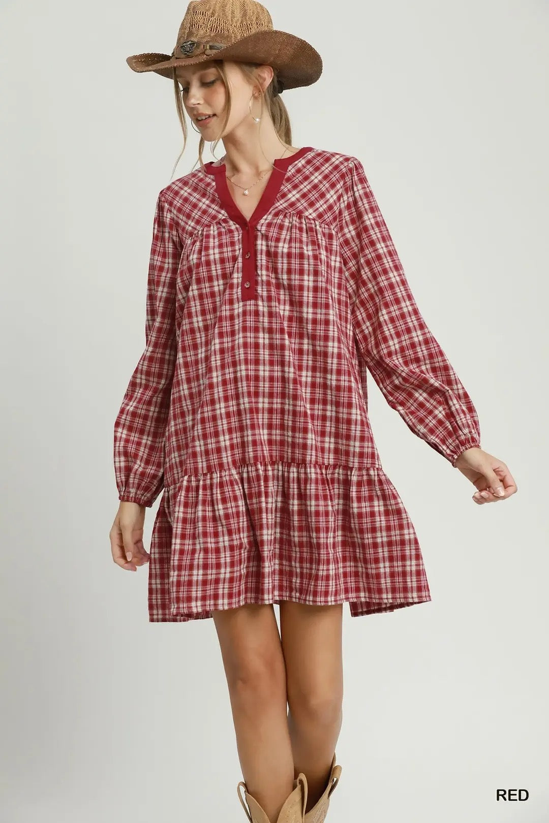 Plaid Tiered Babydoll Dress