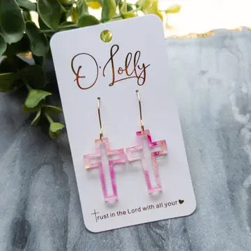 Acrylic Cross Earrings
