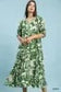 Green Floral Quarter Sleeve Dress