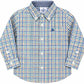Long Sleeve Blue/Green/Tan Dress Shirt