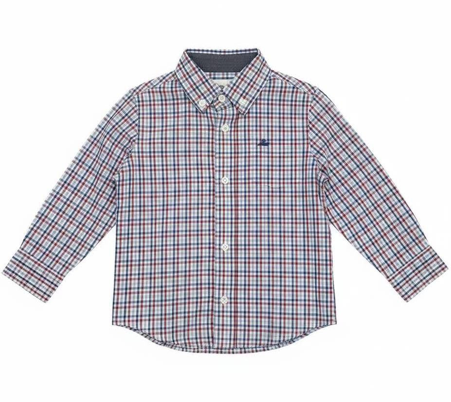 Long Sleeve Blue/Orange/Green Dress Shirt