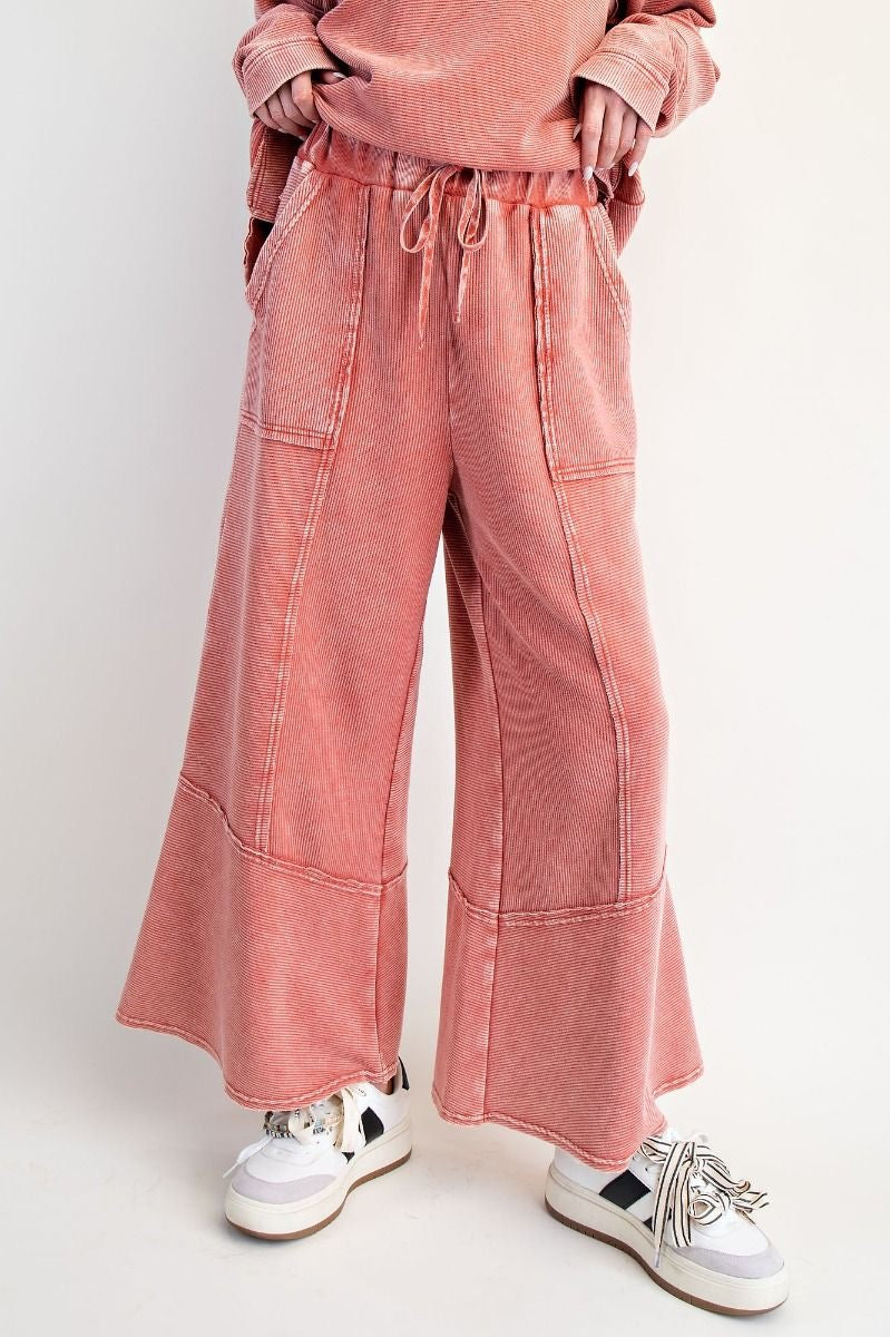 Red Textured Pants