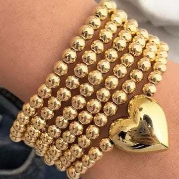 Gold Bracelet Set With Heart