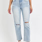High Rise Distressed Straight Jeans
