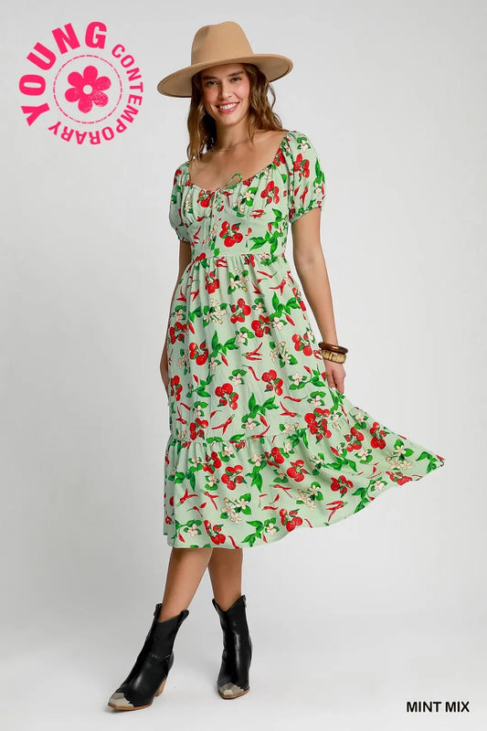 Mixed Print Maxi Dress