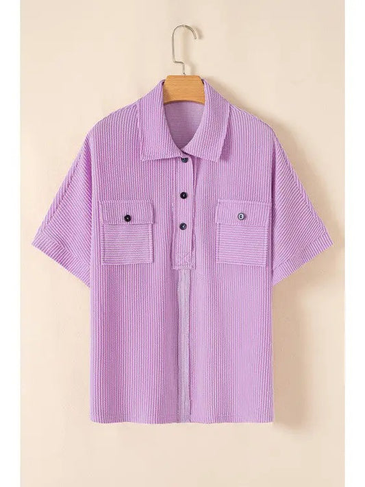 Pink Button Collar Top