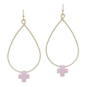 Cross Tear Drop Earrings