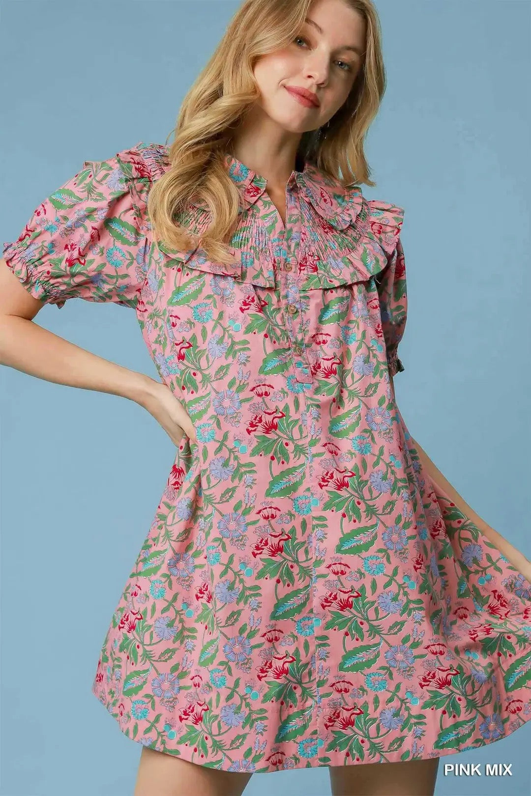 Pink Floral Mini Dress