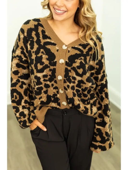 Cropped Leopard Cardigan