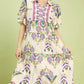Mix Boho Tiered Midi Dress with Puff Sleeves