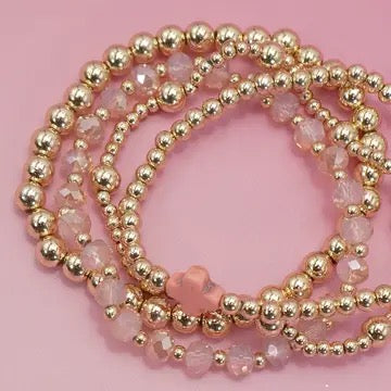 Gold Bracelet Set With Rose Cross