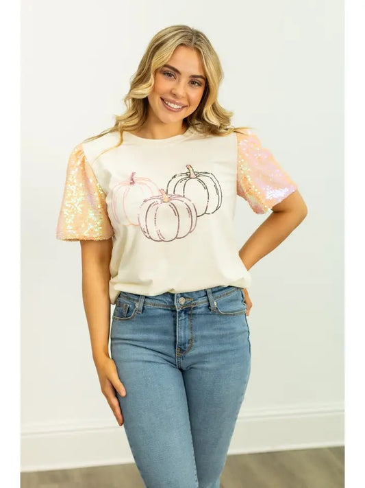 Trio Pumpkins Sparkle Top