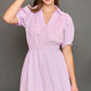 Puff Sleeve Smocked Waist Mini Dress