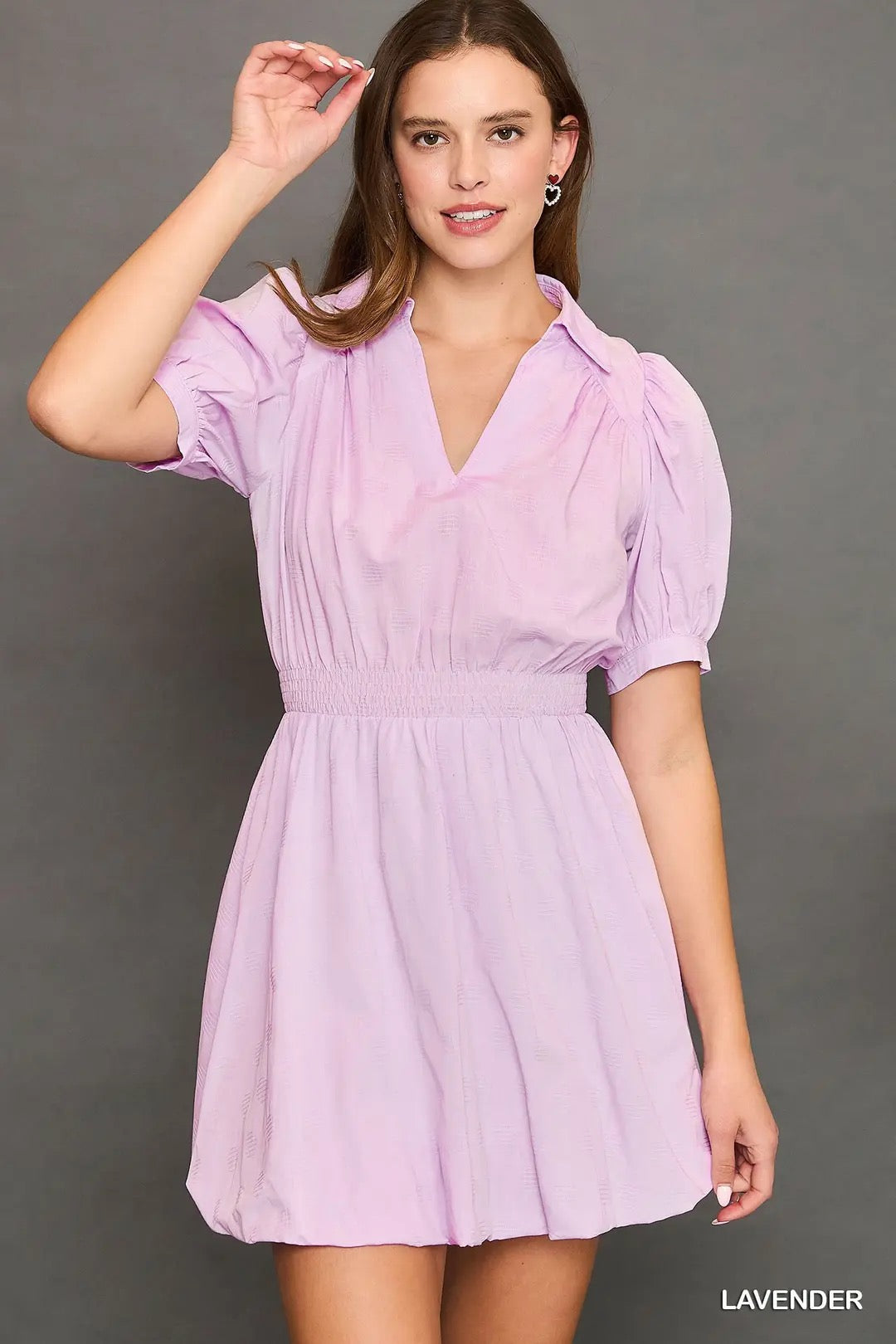 Puff Sleeve Smocked Waist Mini Dress