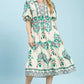 Mix Boho Tiered Midi Dress with Puff Sleeves