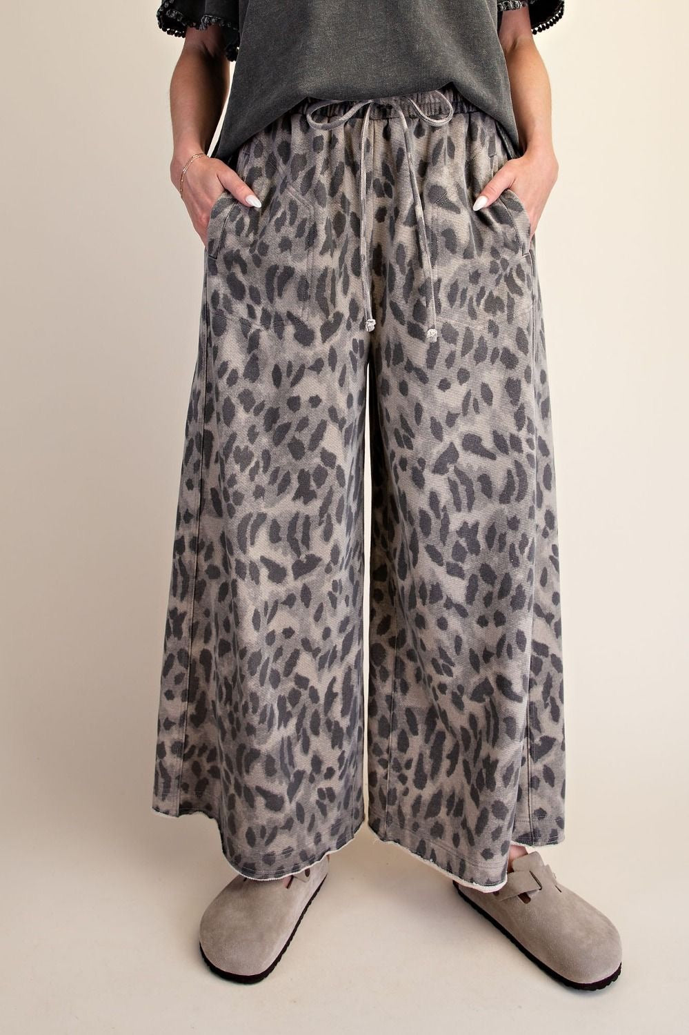 Ash Gray Leopard Pants