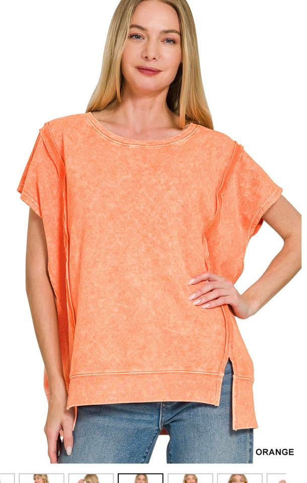 Orange Acid Wash Top