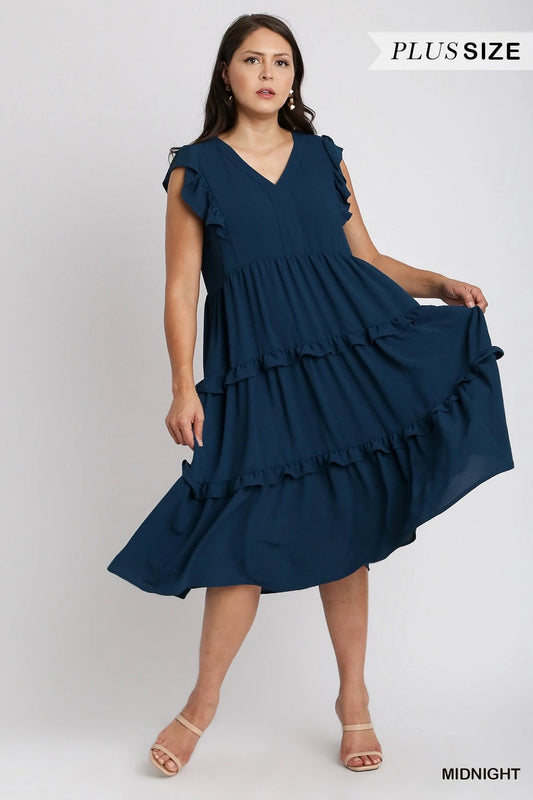 Flutter Sleeve Tiered Dress