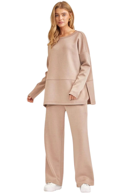 Beige Travel Pants Set