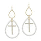 Cross Pearl Dangle Earrings