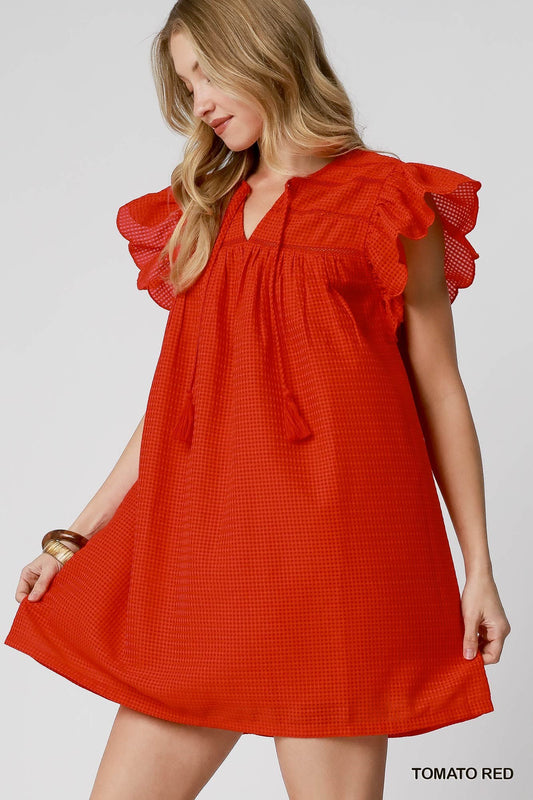 Red Front Tie Dress