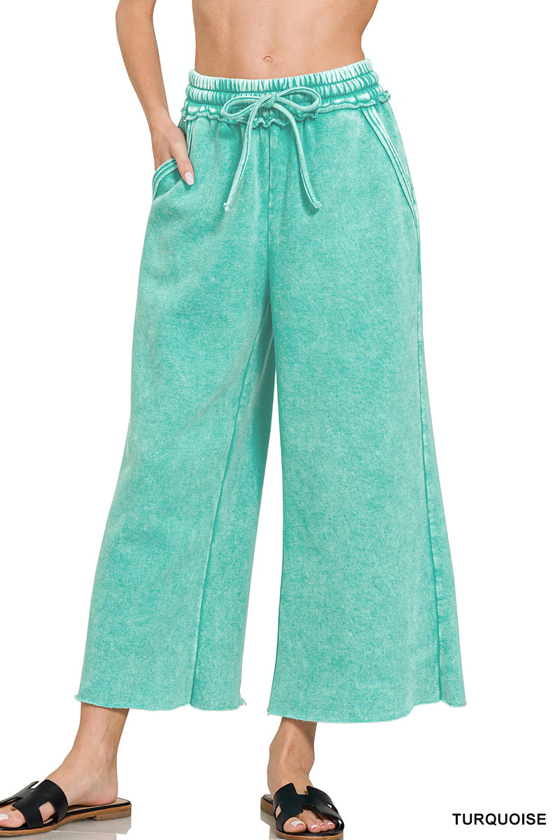 Acid Wash Cropped Pants