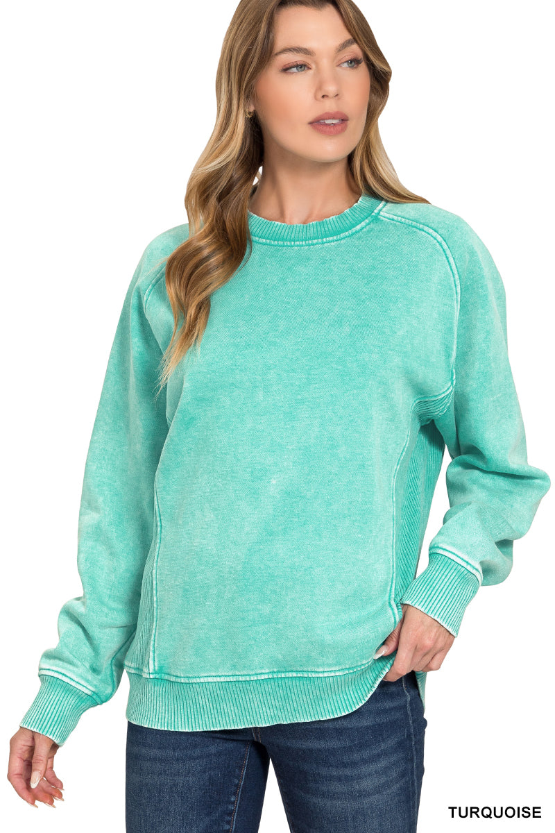 Acid Wash Fleece Sweatshirt