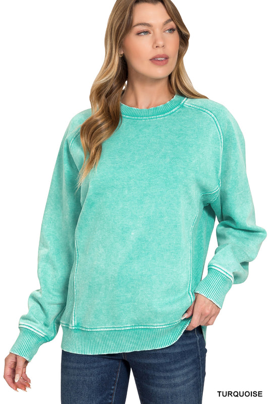 Acid Wash Fleece Sweatshirt