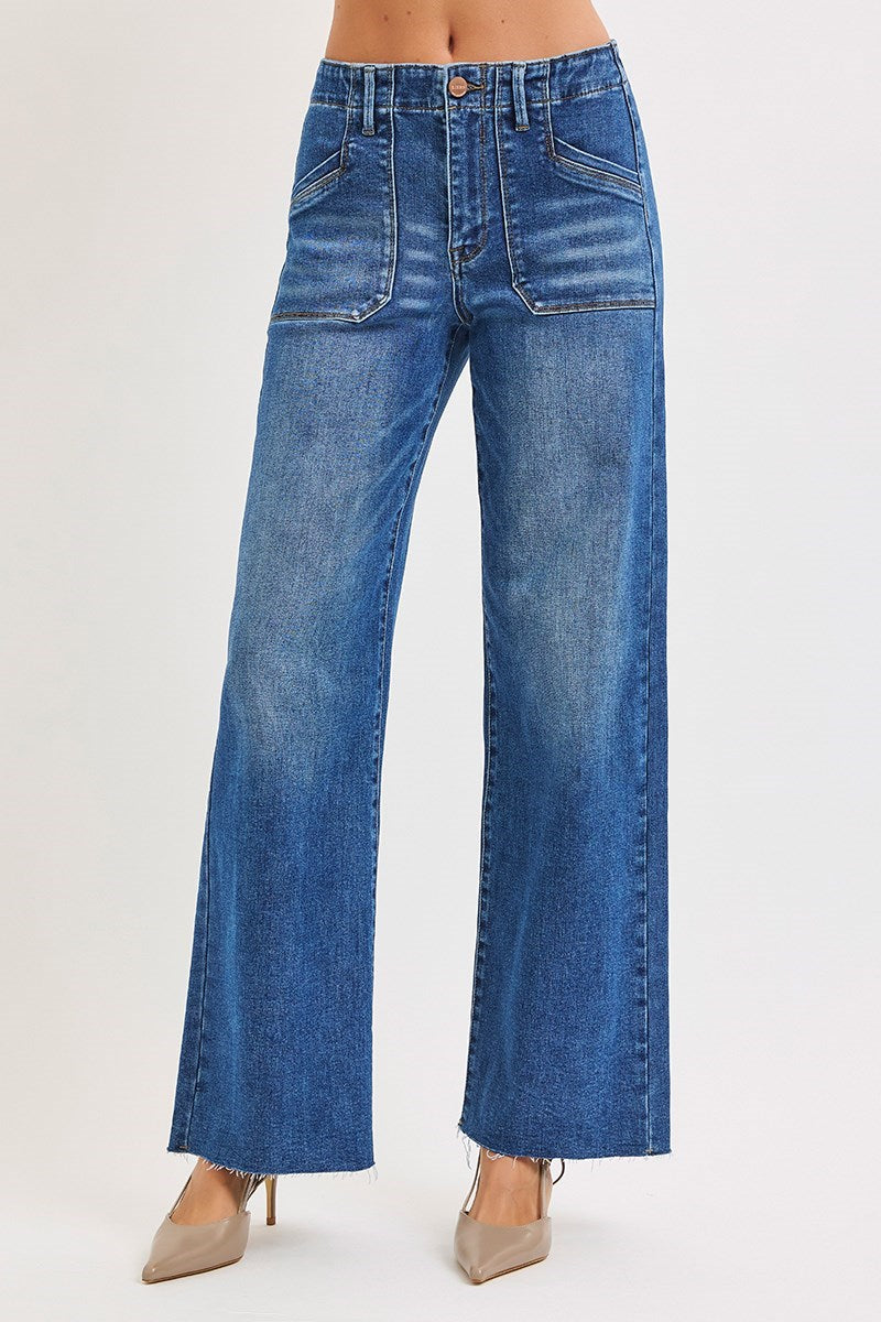 Wide Leg Front Pocket Jeans