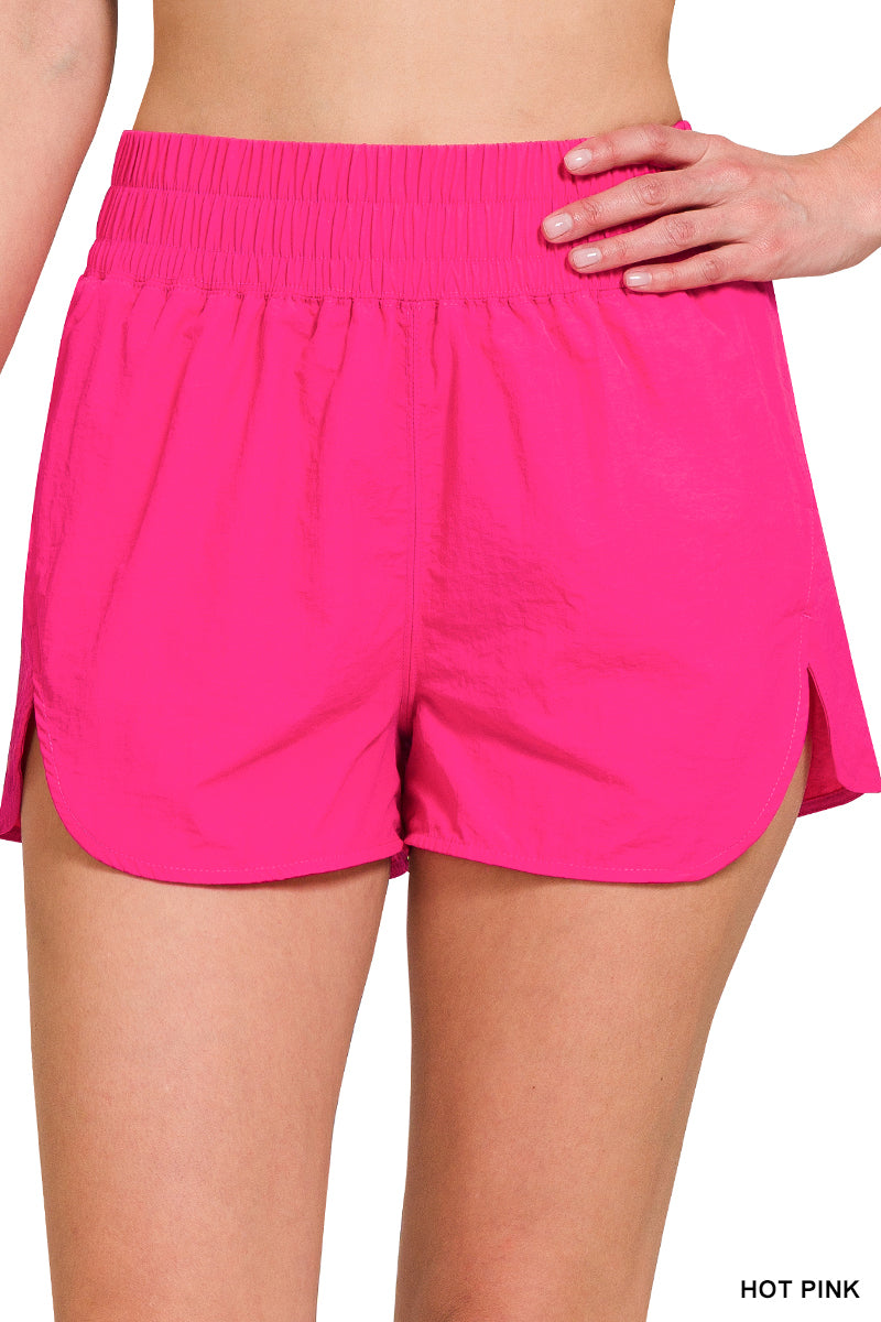 Windbreaker Smocked Running Shorts