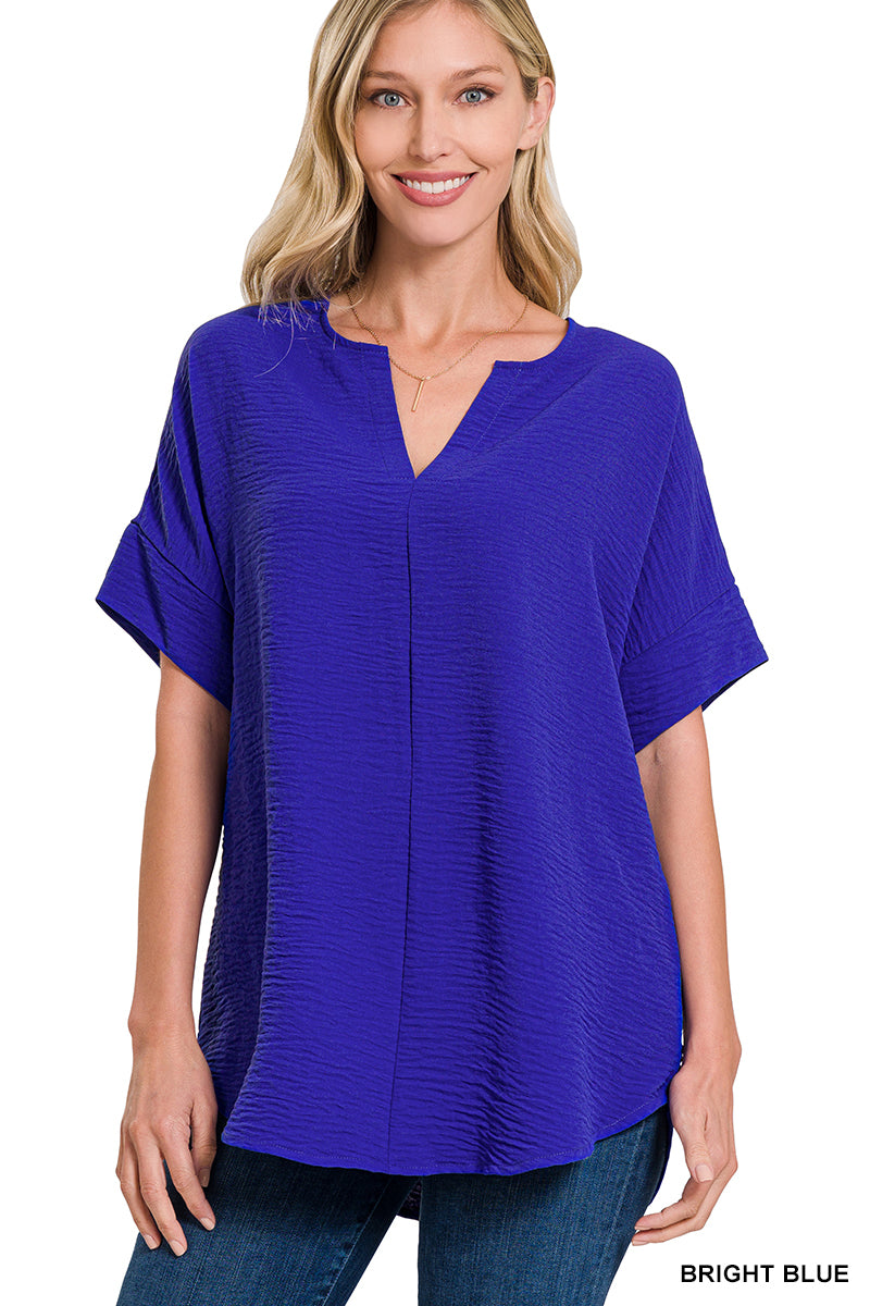 Woven V-Neck Top