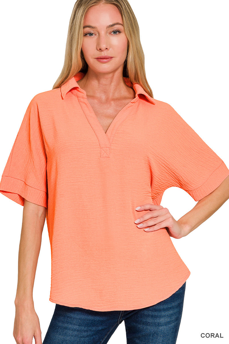 Woven Collard Top