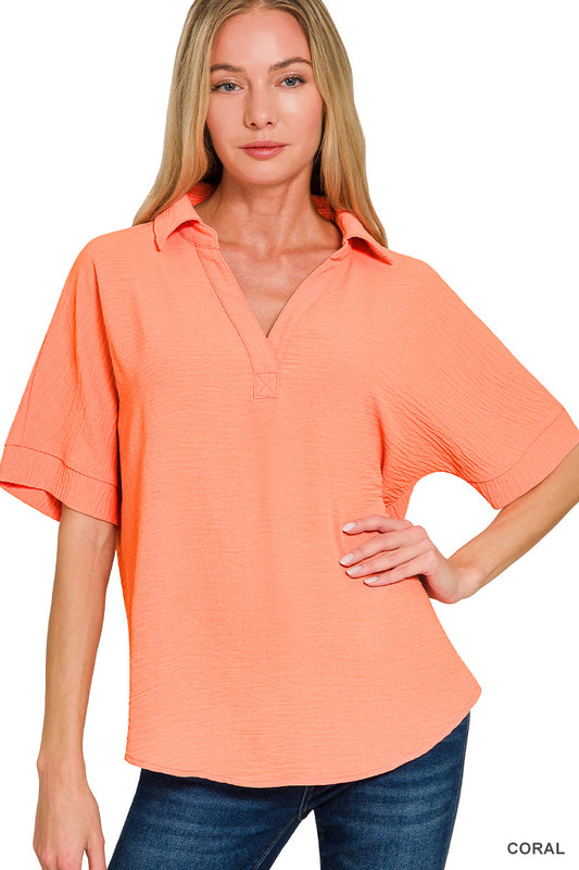 Woven Collard Top