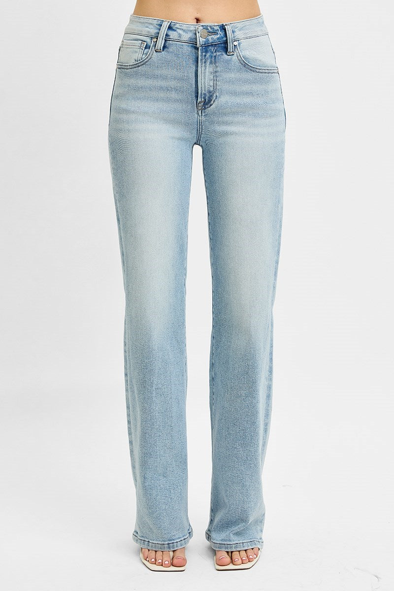 Medium Wash High Rise Wide Leg Jeans