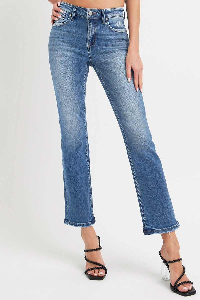 Mid Rise Straight Jeans