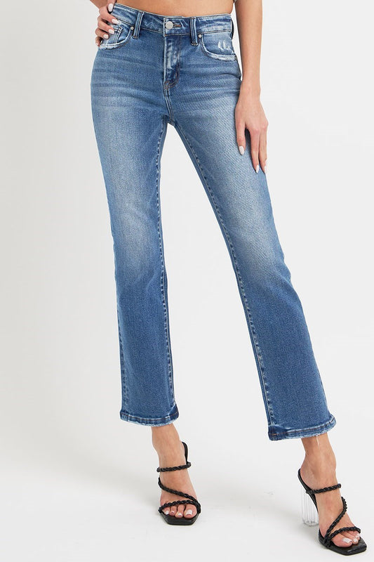 Mid Rise Straight Jeans