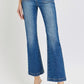 Dark Front Patch Pocket Ankle Flare Jeans