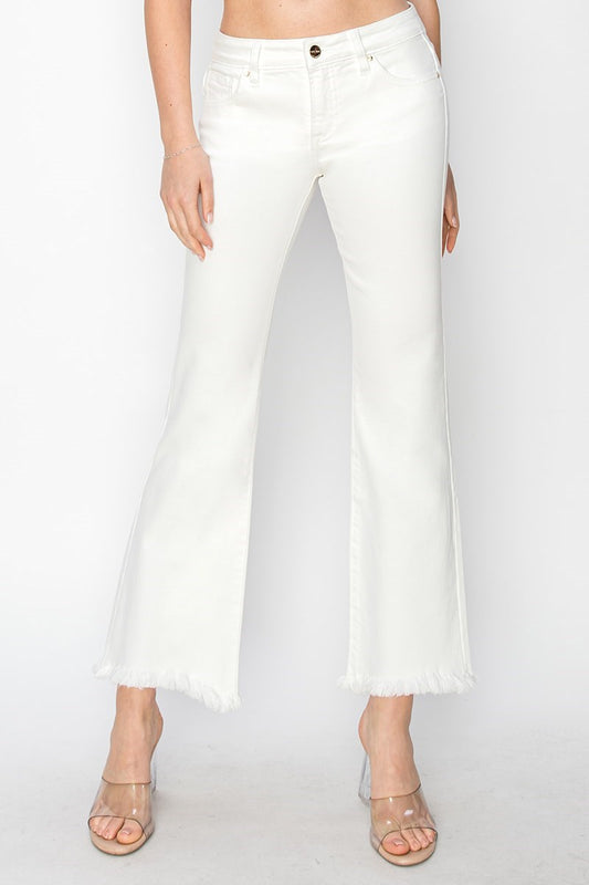 White Tummy Control Cropped Jeans